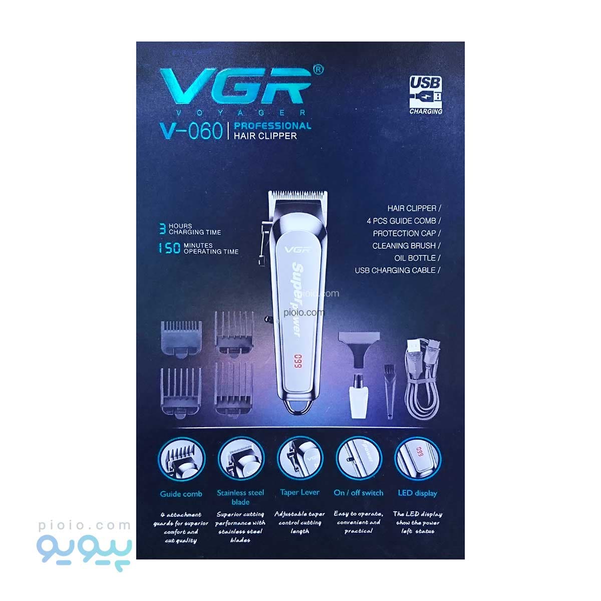 ماشین اصلاح موی صورت و سر وی جی ار مدل VGR v-060 — تصویر ۵