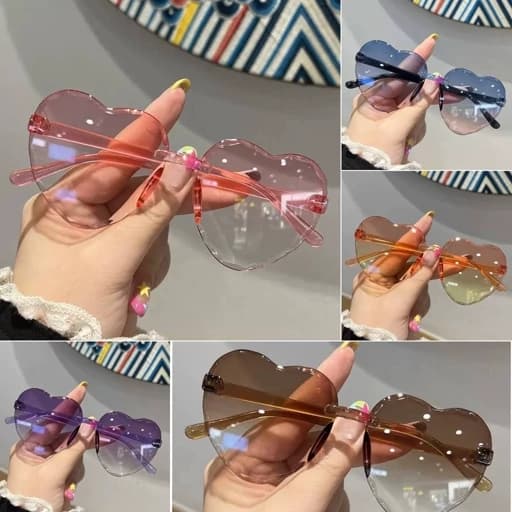 عینک آفتابی بچگانه عینک آفتابی قلبی رنگ بنفش نارنجی صورتی آبی نسکافه ای