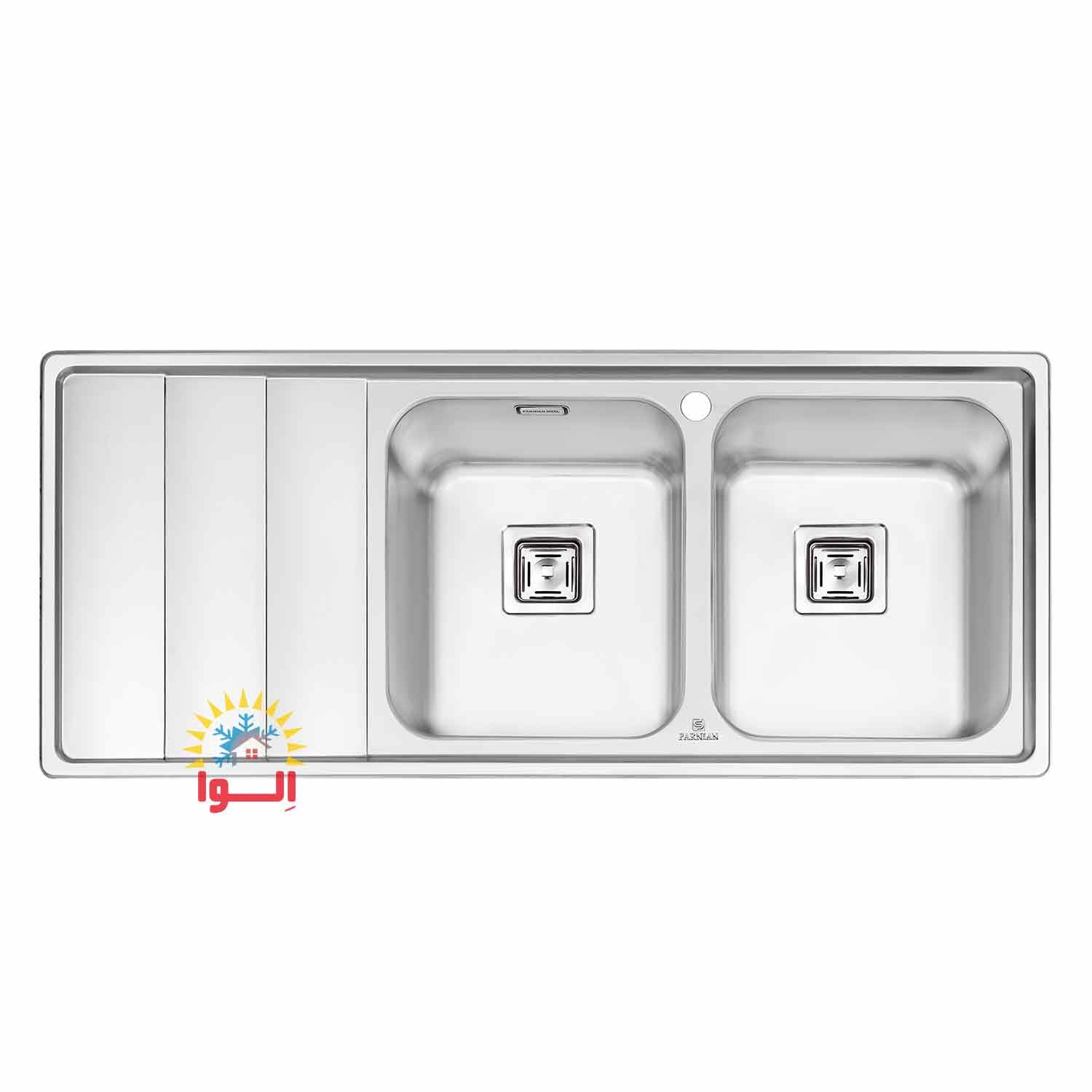 پرنیان استیل – سینک 1221 PS راست – 116 سانت – توکار