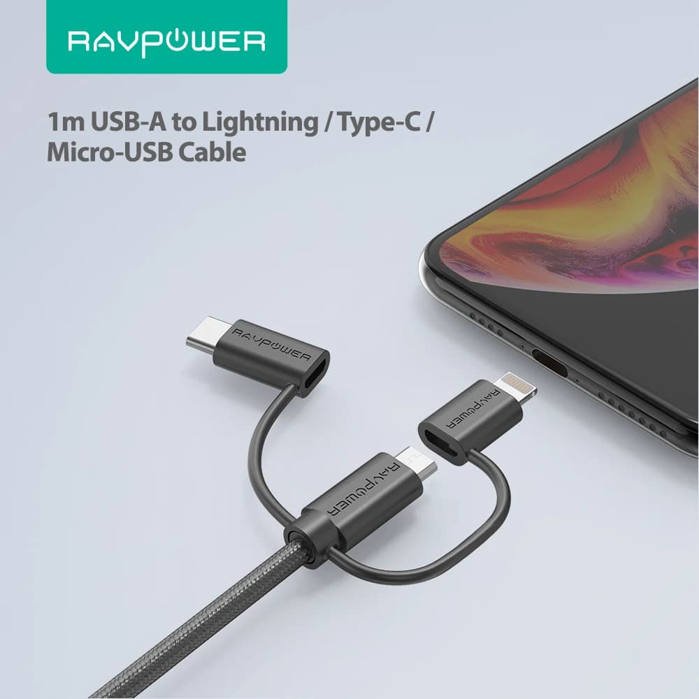 کابل روپاور USB به Lightning، micro USB و Type-C مدل RP-CB021 — تصویر ۴