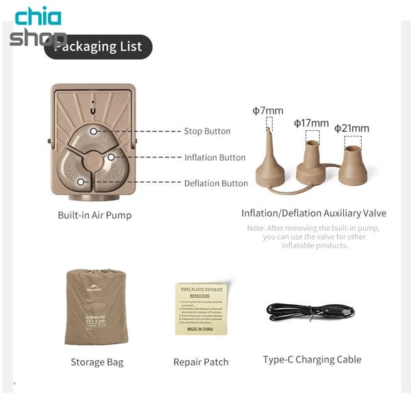 تشک بادی یک نفره نیچرهایک مدل CNK2550WS013 (دارای پمپ داخلی) — تصویر ۳