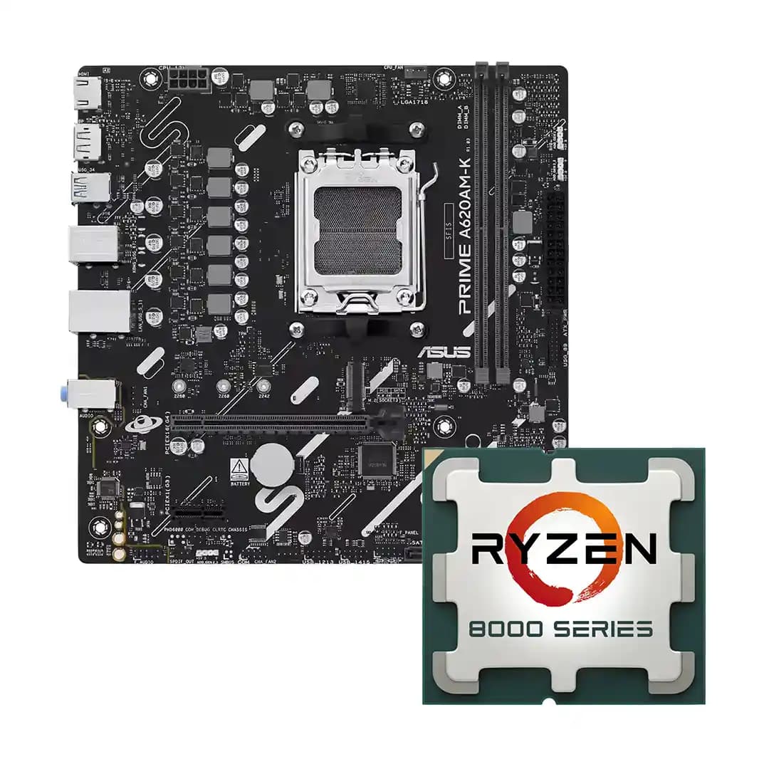 باندل مادربرد ASUS Prime A620AM-K همراه با پردازنده AMD Ryzen 5 8500G Tray