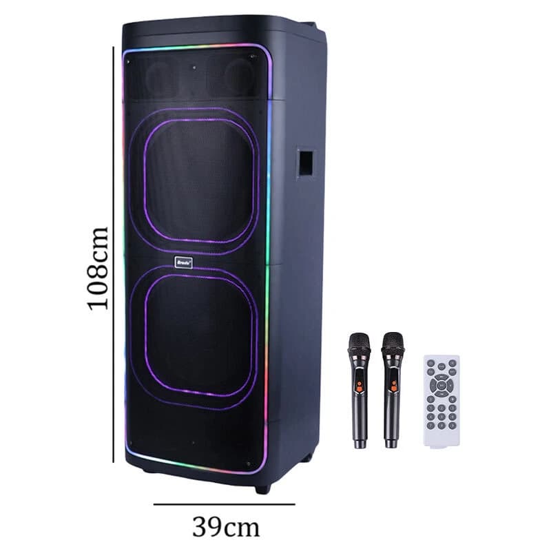 اسپیکر چمدانی بلوتوثی Brodu BTS-2242 + میکروفون بی‌سیم — تصویر ۳