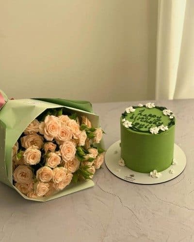 هدیه تولد همراه با گل و کیک