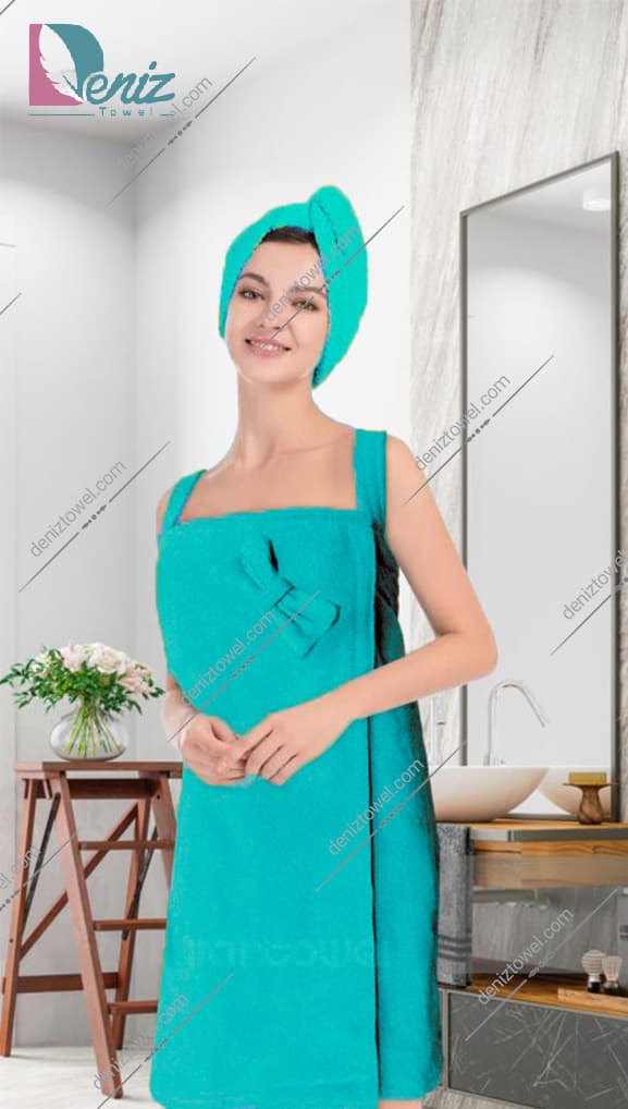 حوله سونایی طرح ساده رنگ فیروزه ای