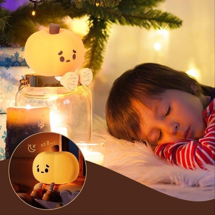 چراغ خواب شارژی طرح کدو حلوایی — تصویر ۲