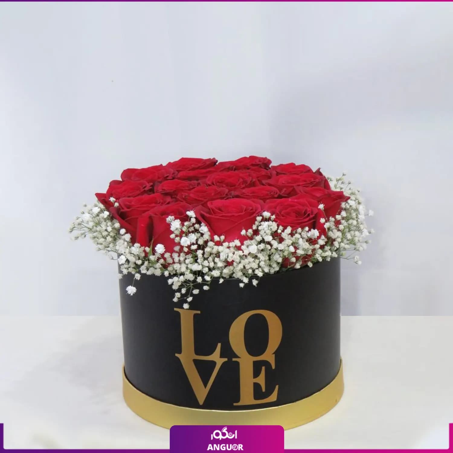باکس گل رز با 17 شاخه گل سرخ