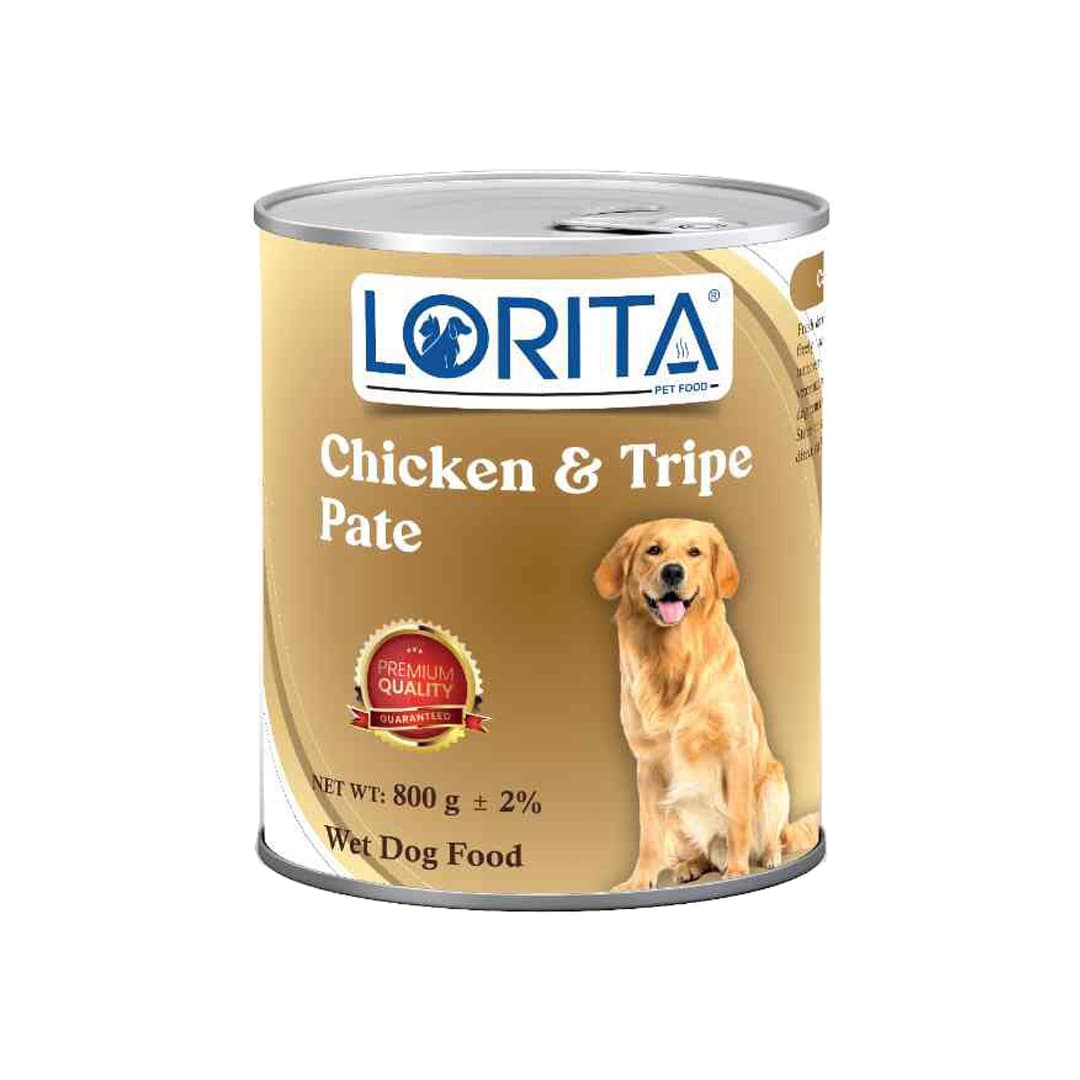 کنسرو سگ لوریتا (Lorita) پته با طعم مرغ و سیرابی – ۸۰۰ گرمی