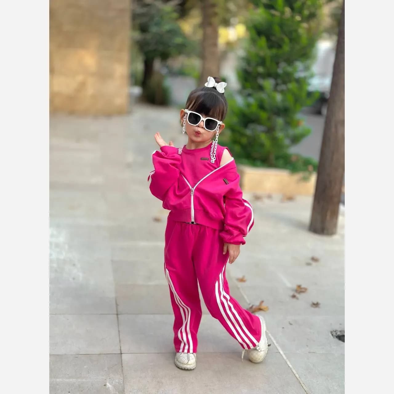 ست سه تکه دخترانه صورتی لباس بچگانه در سایزبندی متنوع — تصویر ۲