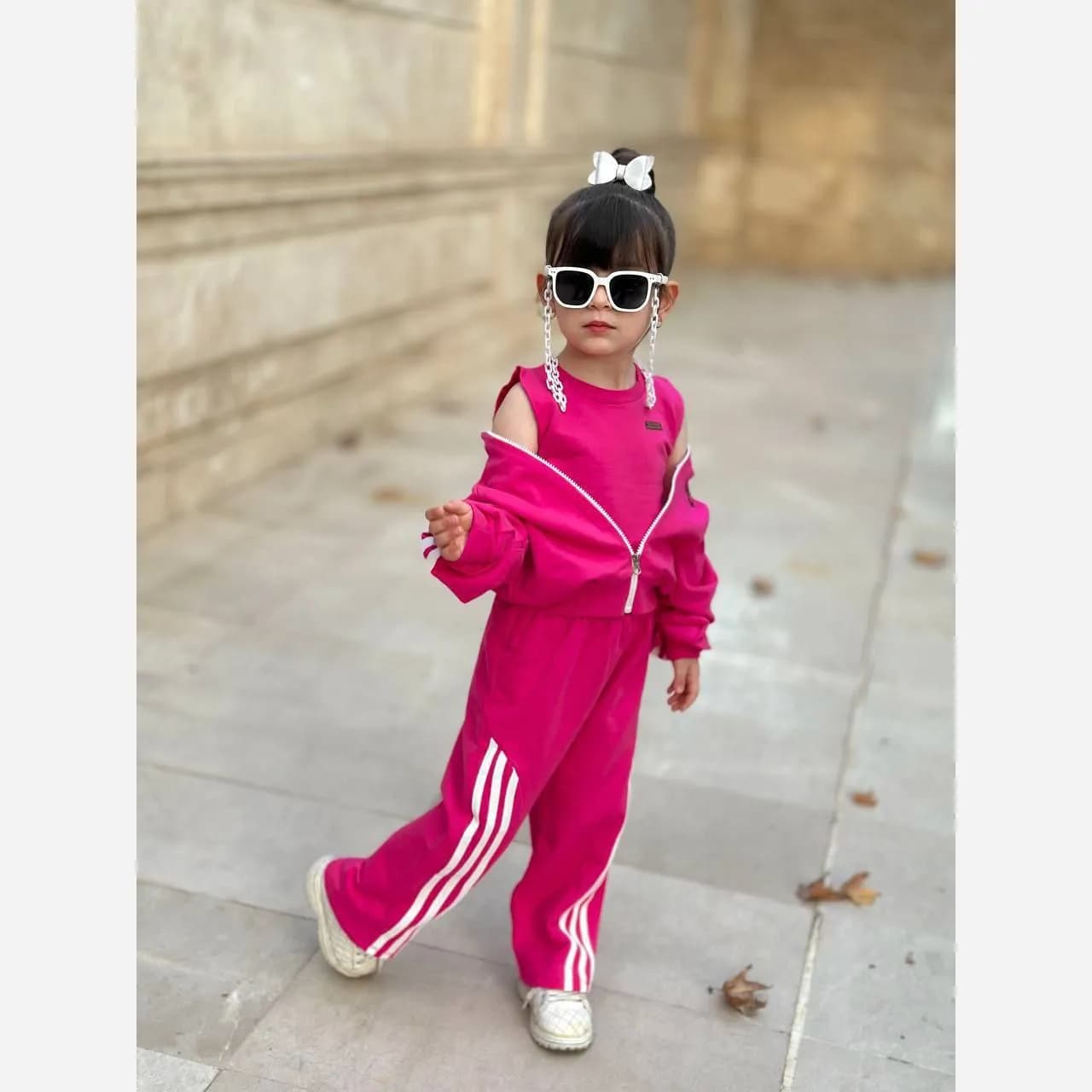 ست سه تکه دخترانه صورتی لباس بچگانه در سایزبندی متنوع — تصویر ۳