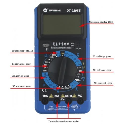 مولتی متر سانشاین MULTIMETER DT-9205E SUNSHINE _ DT-9205E