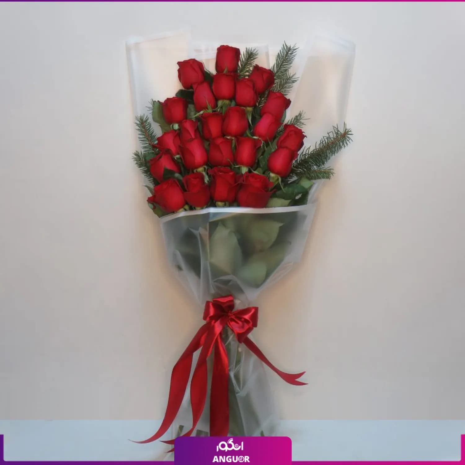 دسته گل رز قرمز ممتاز هلندی 23 شاخه
