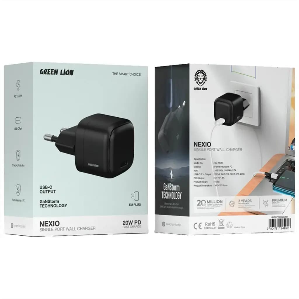 آداپتور شارژ 20 وات با کابل گرین لاین GNNXPD20WEUBK
