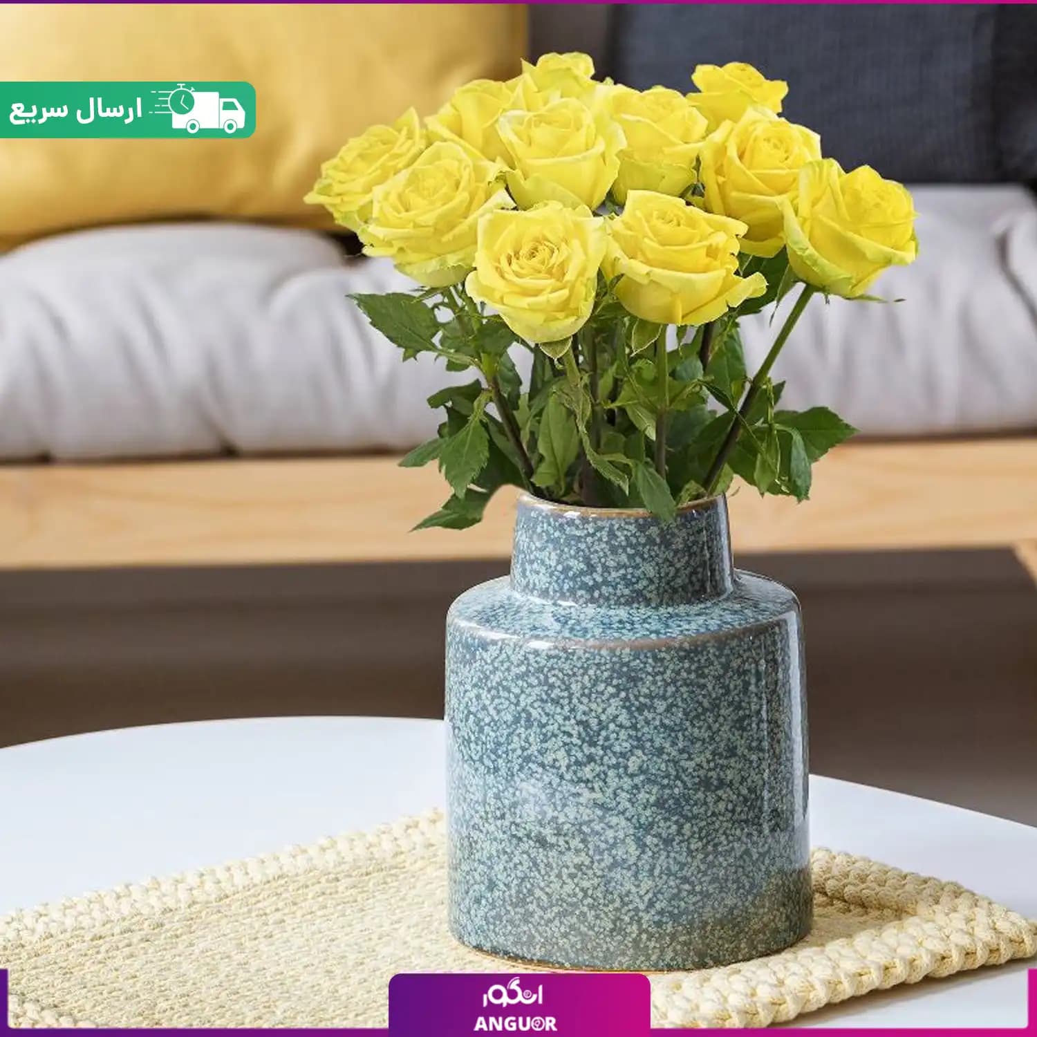 دسته گل رز زرد هلندی 10 شاخه با ارسال سریع — تصویر ۲
