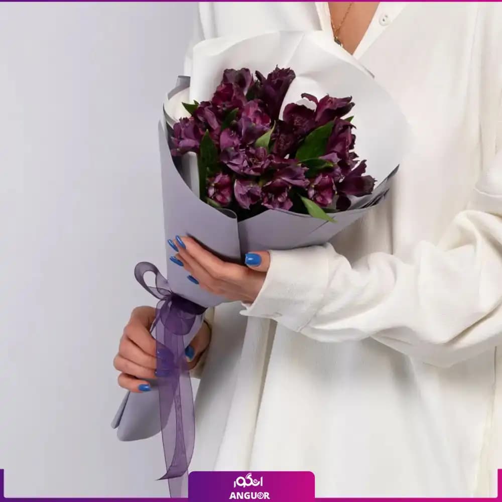 دسته گل آلسترومریا بنفش کوچک (12 شاخه)