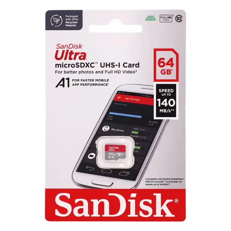 کارت حافظه میکرو سن دیسک 64 گیگ SanDisk Ultra 140MB/s