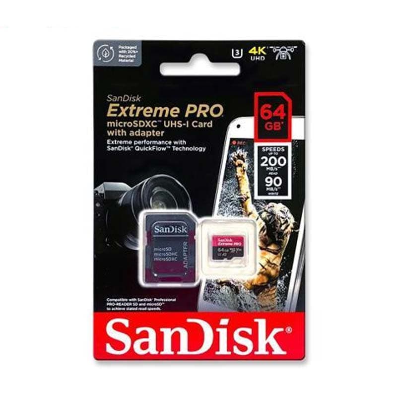 کارت حافظه میکرو ۶۴ گیگ سن دیسک SanDisk Extreme PRO A2 200MB/s با خشاب — تصویر ۲