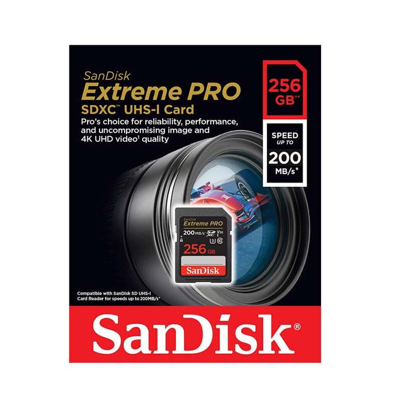 کارت حافظه اس دی سن دیسک 256 گیگ SanDisk Extreme PRO 256GB 200MB/s — تصویر ۲