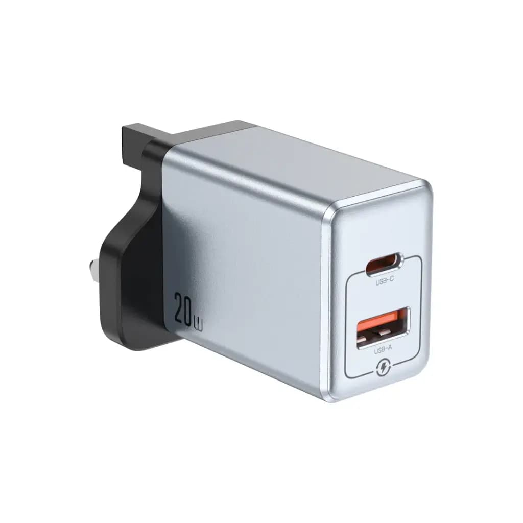 شارژر دیواری گرین لاین سری Premium با دو پورت ۲۰ وات مدل GNPD20W2UKGY