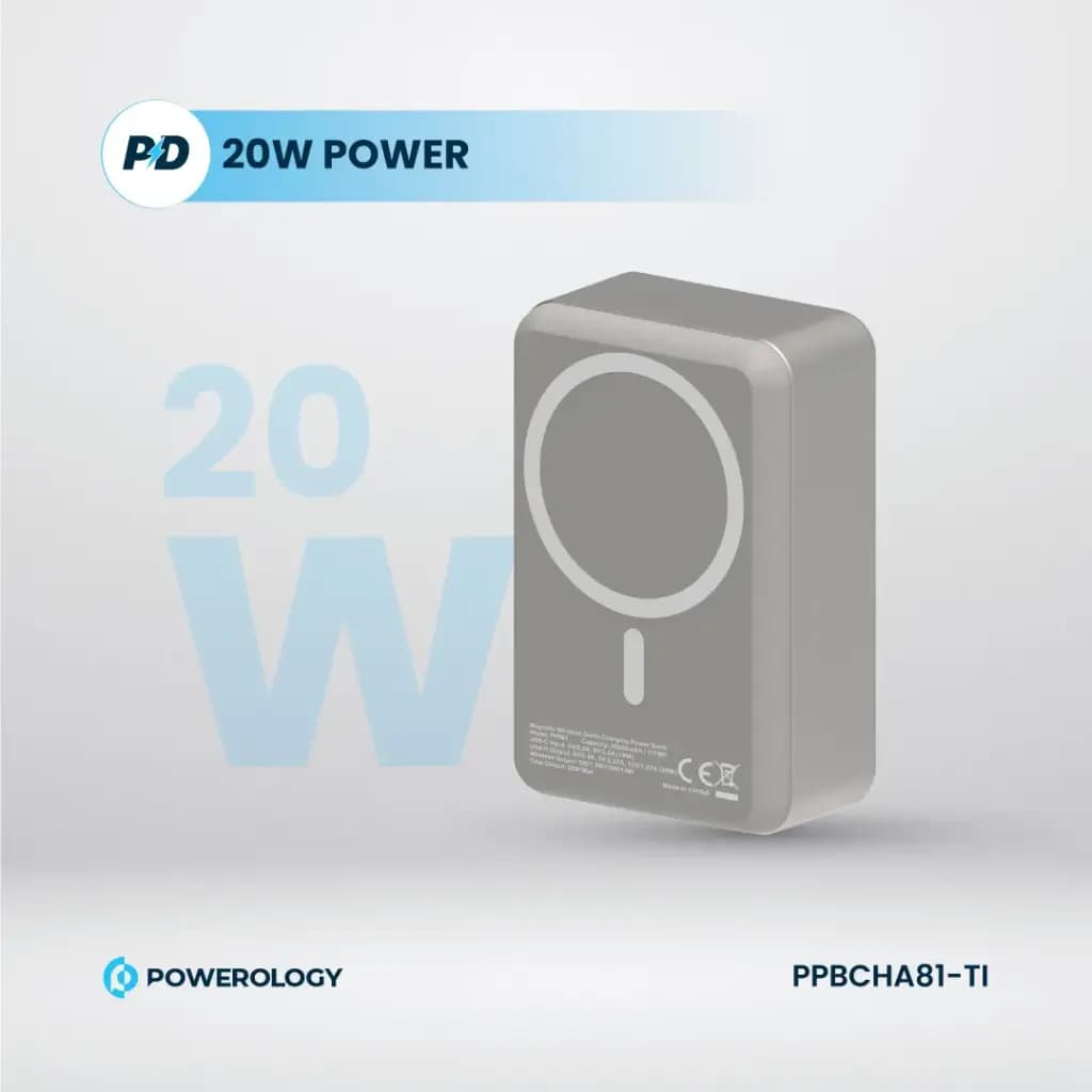 پاوربانک مگ سیف پاورولوژی PPBCHA81 مدل PP081 ظرفیت 30000 میلیآمپر ساعت — تصویر ۸