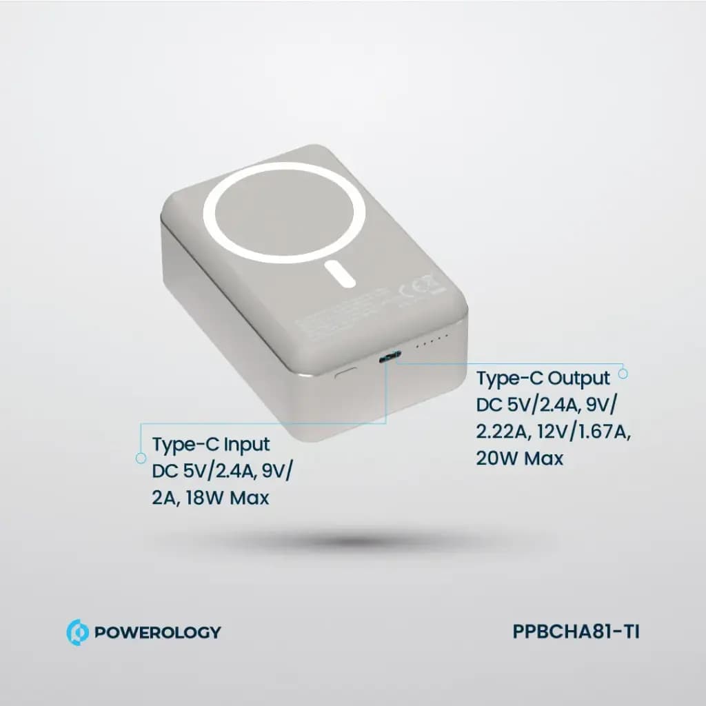 پاوربانک مگ سیف پاورولوژی PPBCHA81 مدل PP081 ظرفیت 30000 میلیآمپر ساعت — تصویر ۲