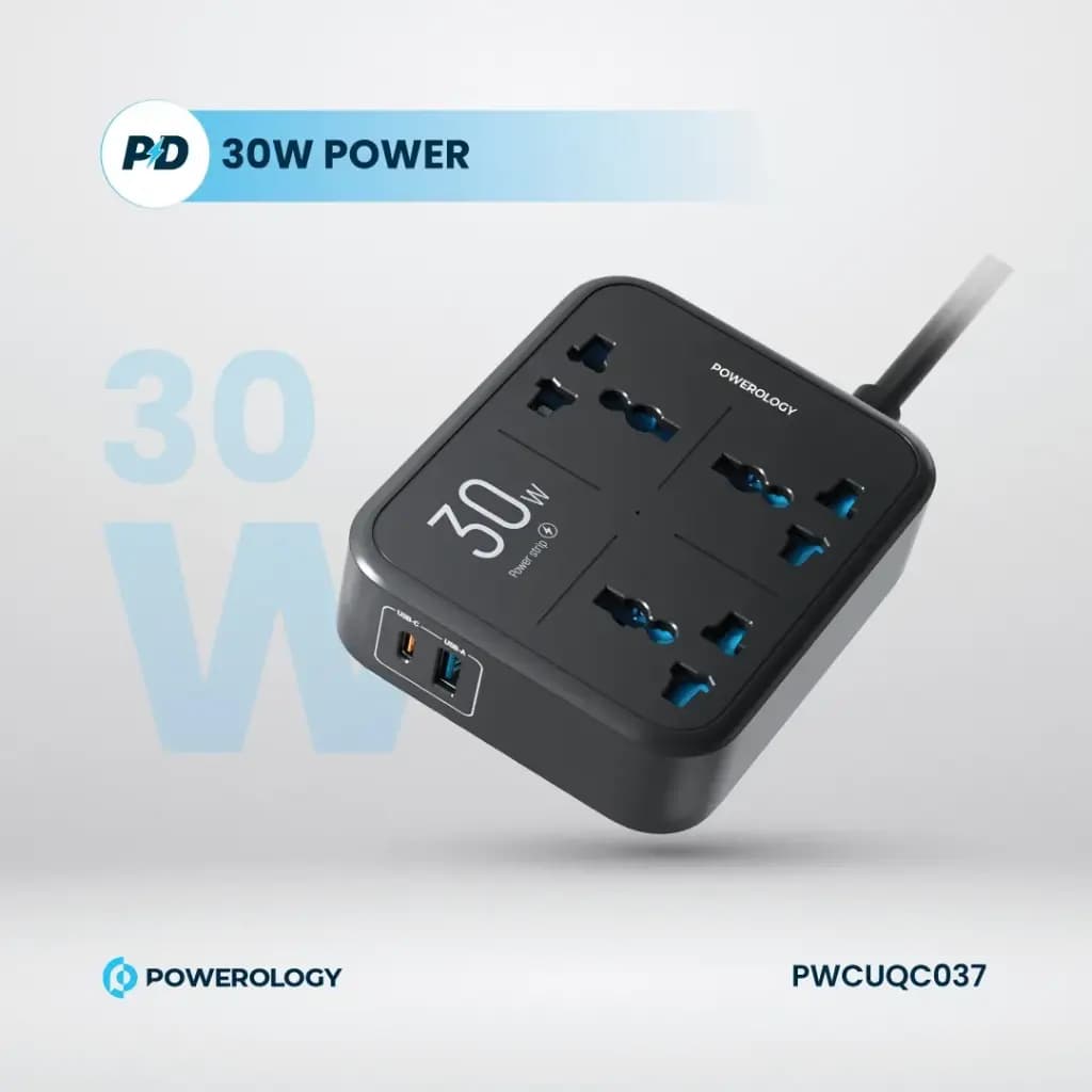 چندراهی و محافظ برق 3250 وات پاورولوژی(PWCUQC037)Powerology Power Strip 3250W — تصویر ۳