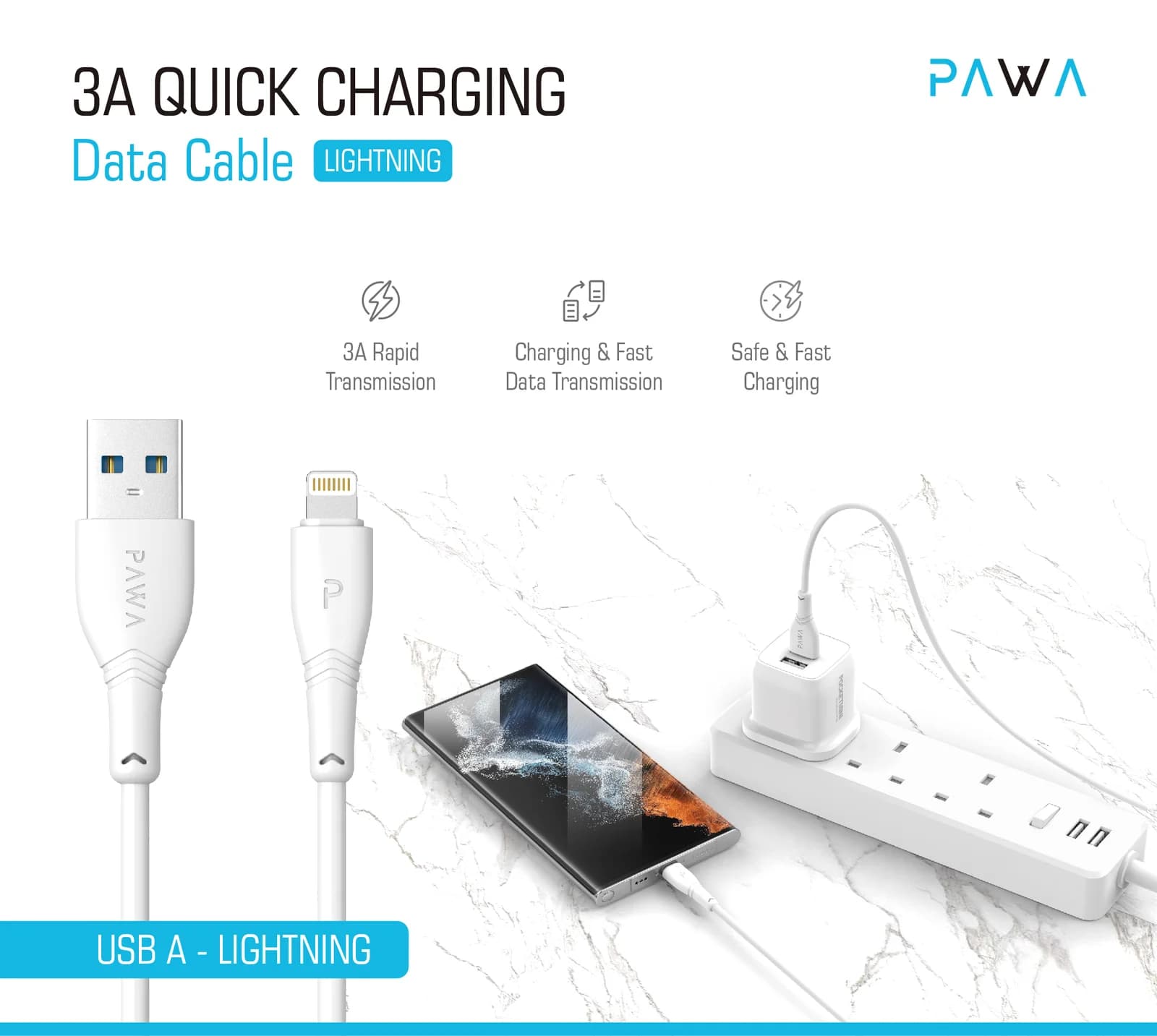 کابل شارژ سریع PAWA مدل Lightning به USB-A — تصویر ۲