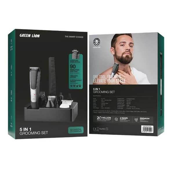 ست ماشین اصلاح سر و صورت گرین لاین مدل 5in1 Grooming GN5N1GROMSTBK — تصویر ۳