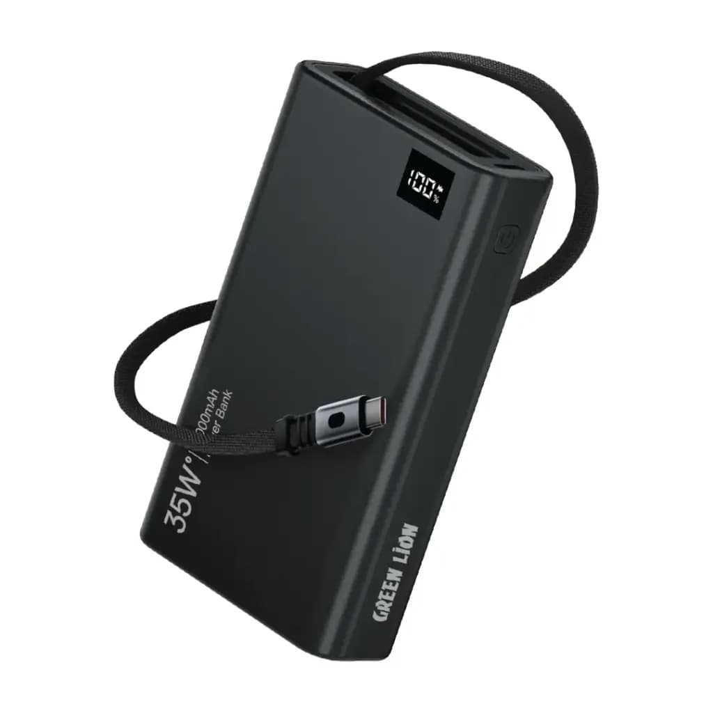 پاوربانک گرین لاین Green Lion Retractable Power Bank 35W 10000mAh GNRET35W10BK