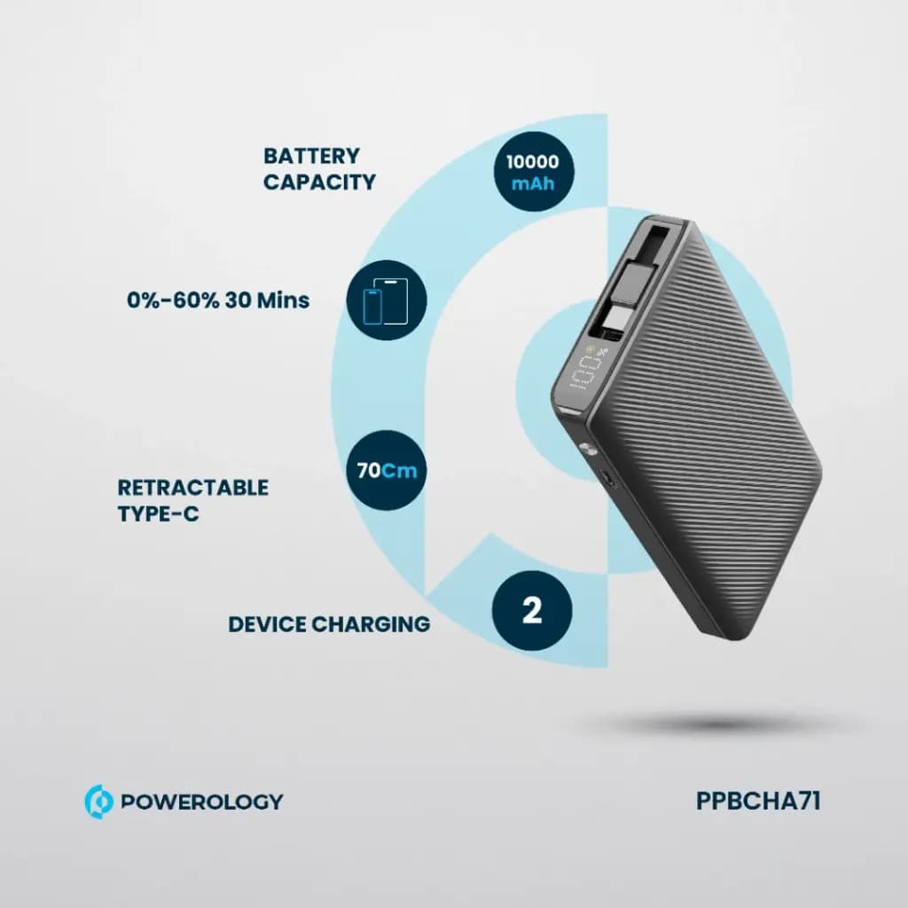 پاوربانک 10000 میلی آمپر پاورولوژی Powerology 10000mAh Power Bank PPBCHA71 — تصویر ۳