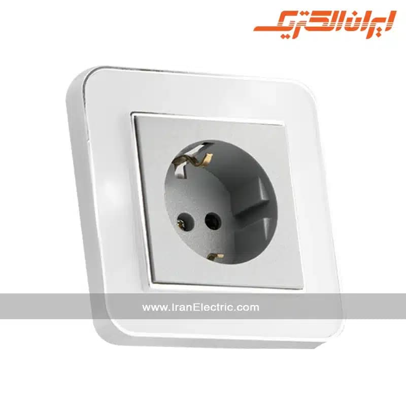 پریز برق ارت سرامیک ارس سیلور سفید میان نقره