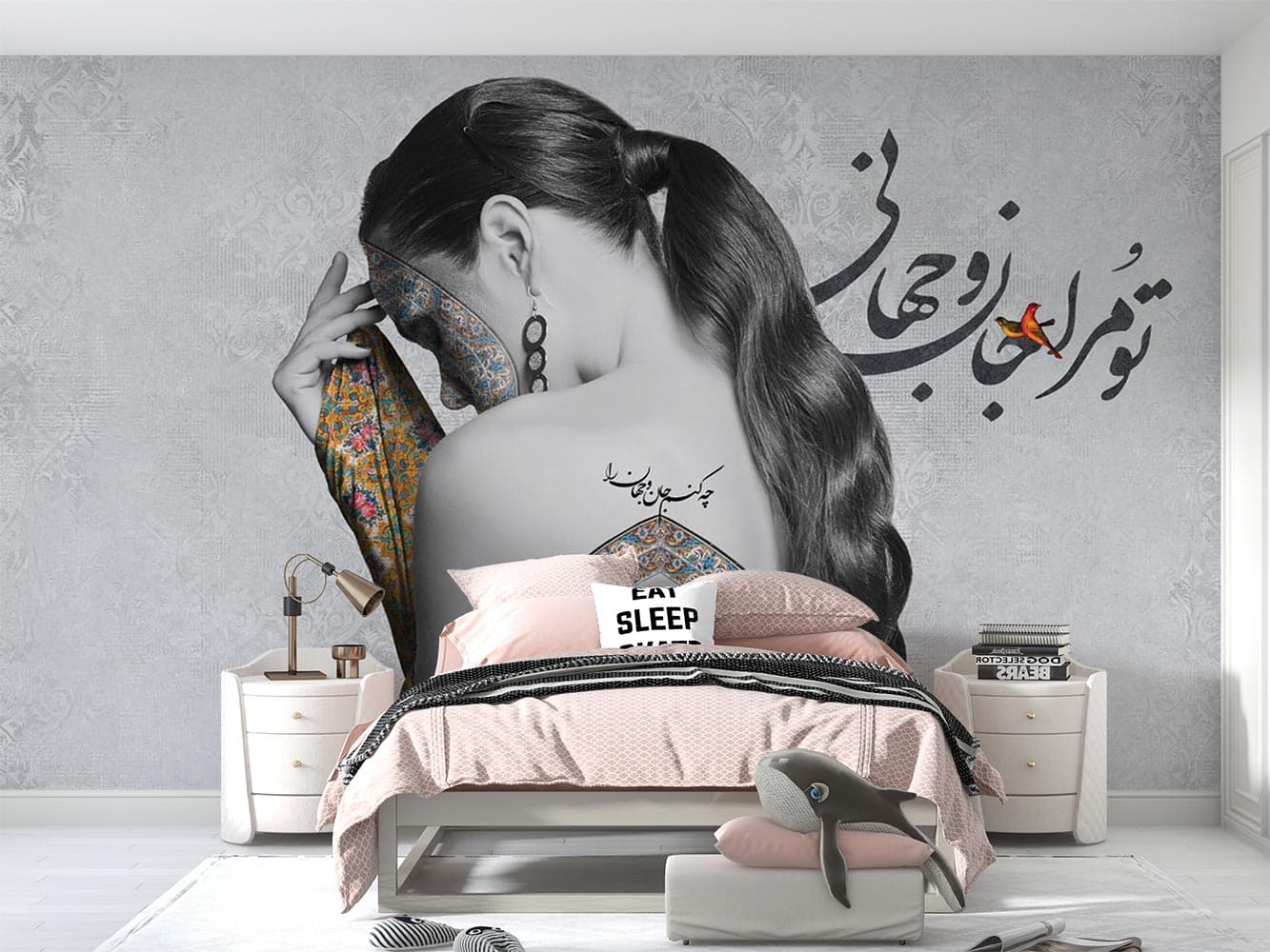 پوستر دیواری چهره زن و شعر M13420900 — تصویر ۲