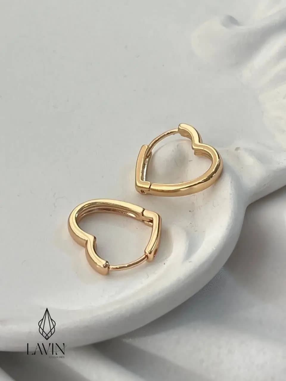 گوشواره قلبی آیینه‌ای ژوپینگ کد 7457