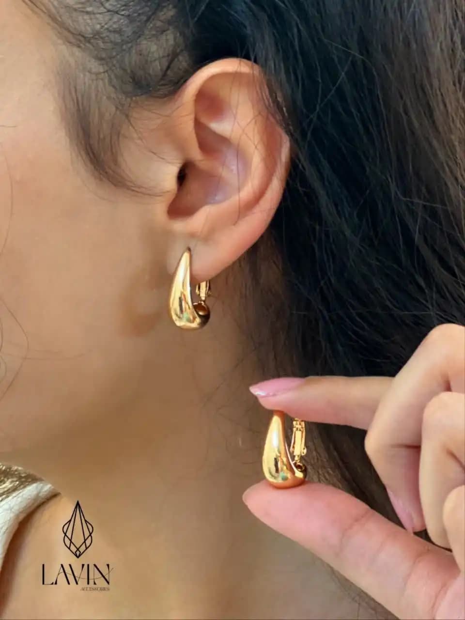 گوشواره آینه‌ای ژوپینگ با آبکاری طلا ۱۸ عیار۷۴۵۲ — تصویر ۲