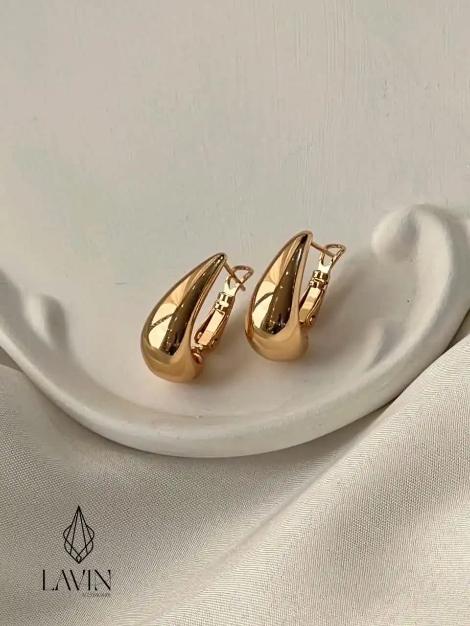گوشواره آینه‌ای ژوپینگ با آبکاری طلا ۱۸ عیار۷۴۵۲