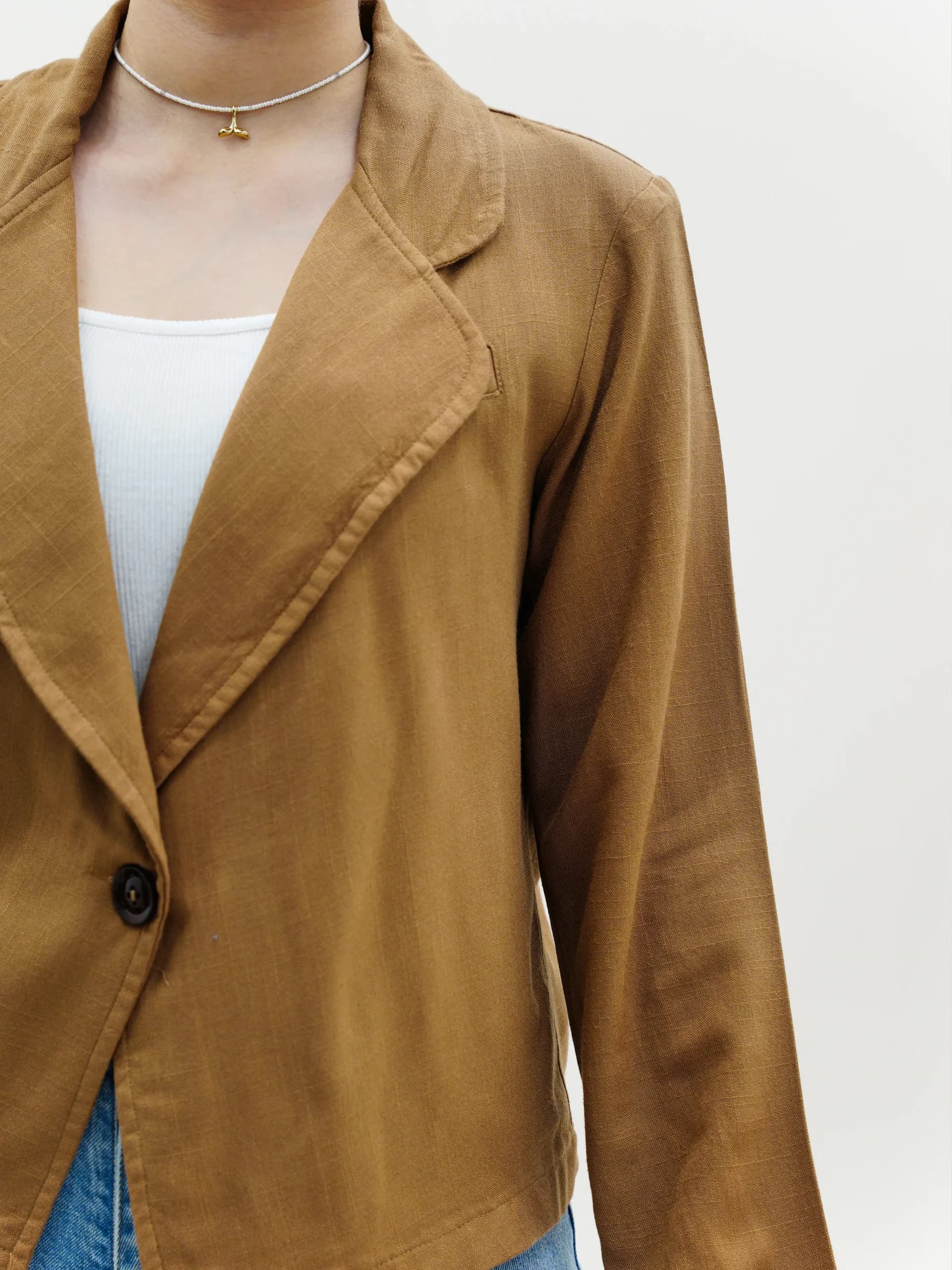 کت تک دکمه لینن اسلپ ترک زنانه — تصویر ۵