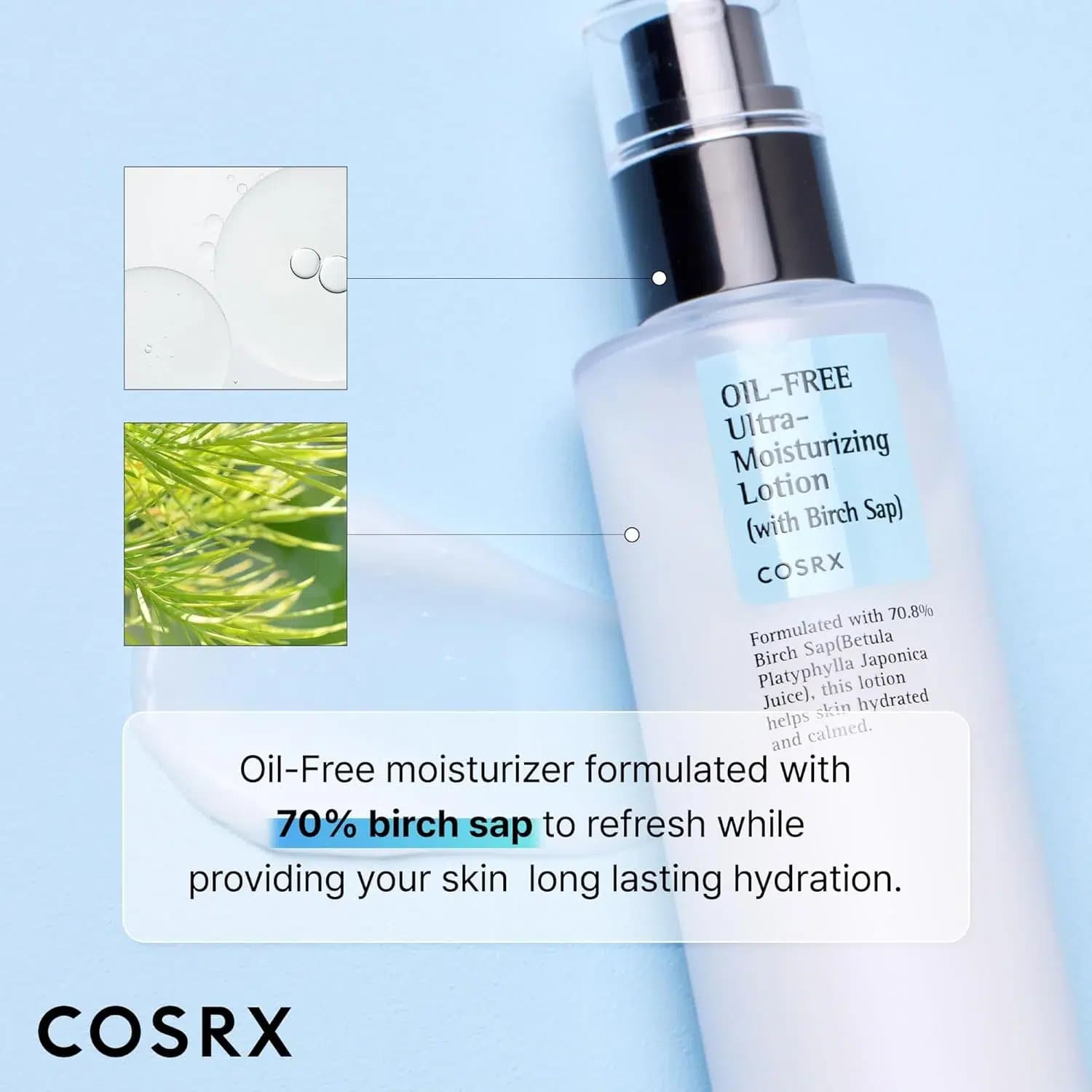 کرم مرطوب کننده و آبرسان فاقد چربی کازارکس اصل | COSRX Oil-Free Ultra-Moisturizing Lotion حجم 100 میلی لیتر — تصویر ۷
