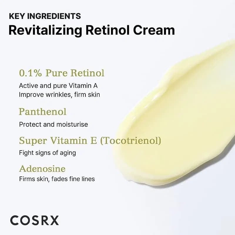 کرم رتینول 0.1 کازارکس اصل (ضد چروک و جوانساز پوست) با پانتنول و سوپر ویتامین E | COSRX The Retinol 0.1 Cream (حجم 20 میلیلیتر) — تصویر ۴