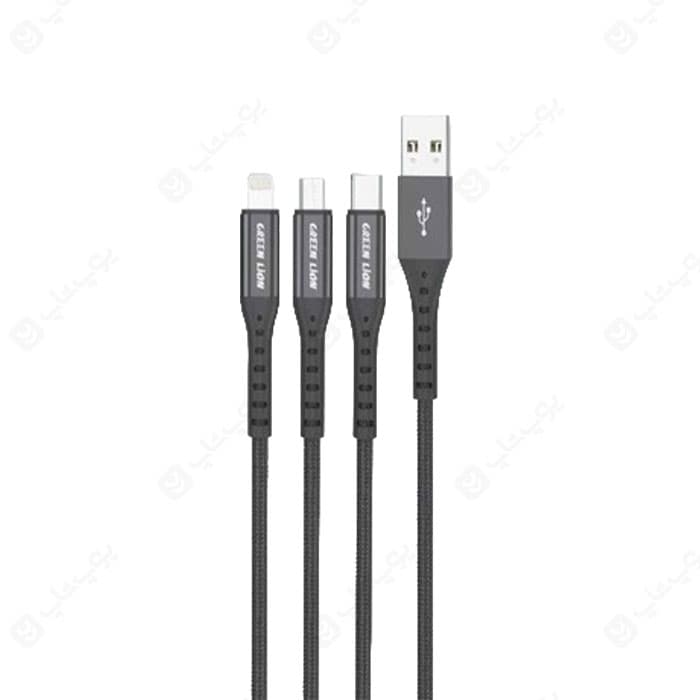 کابل USB به تایپ C، لایتنینگ و میکرو USB گرین لاین مدل GN3IN1BCC به طول 1.2 متر ویژه بلک فرایدی