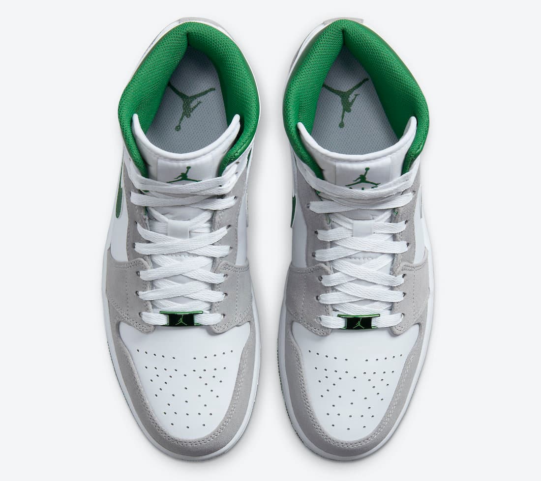 نایک ایرجردن 1 مید سفید سبز طوسی Air Jordan 1 Mid White Green Grey — تصویر ۳