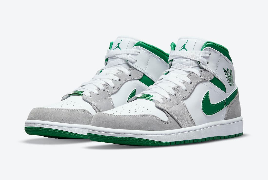 نایک ایرجردن 1 مید سفید سبز طوسی Air Jordan 1 Mid White Green Grey — تصویر ۲