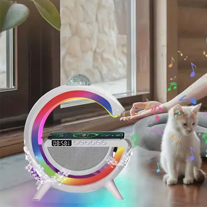 چراغ، اسپیکر و شارژر بی سیم مدل G2388 به همراه رقص نور ویژه بلک فرایدی — تصویر ۵