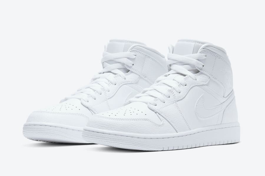 نایک ایرجردن 1 مید تریپل سفید Air Jordan 1 Mid Triple White — تصویر ۲