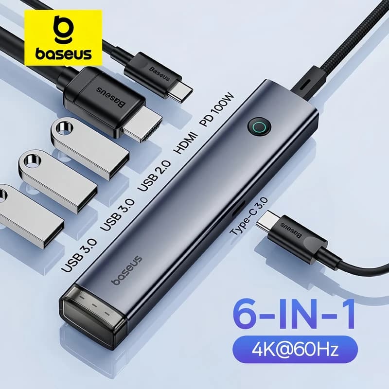 هاب 6 پورت USB-C باسئوس مدل BS-OH166 — تصویر ۲