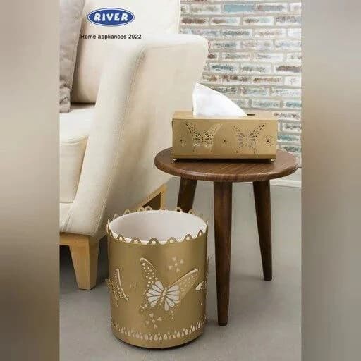 سطل و دستمال گرد پروانه 3بعدی طلایی ریور کد 4086 — تصویر ۲