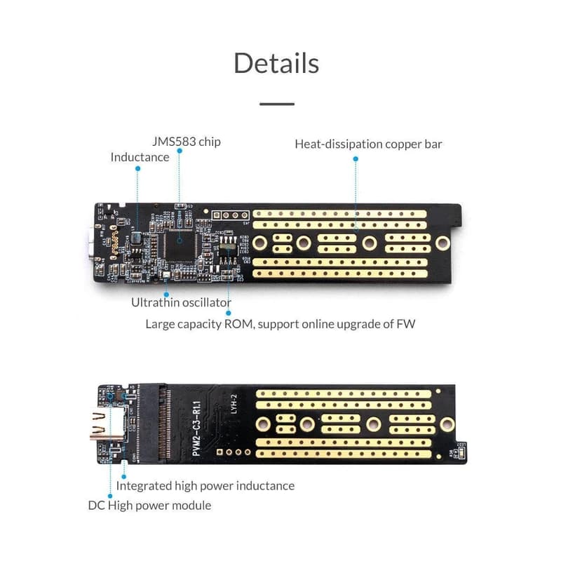 باکس NVMe M.2 SSD اوریکو TCM2-C3-SV-BP-HW — تصویر ۳