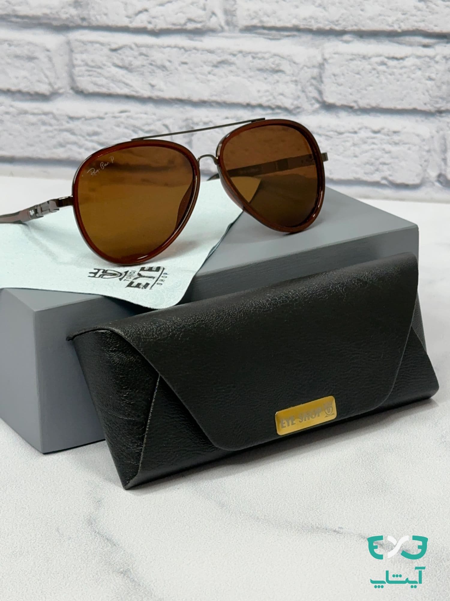 عینک آفتابی پلاریزه ریبن RayBan مدل 18158 قهوه ای — تصویر ۸