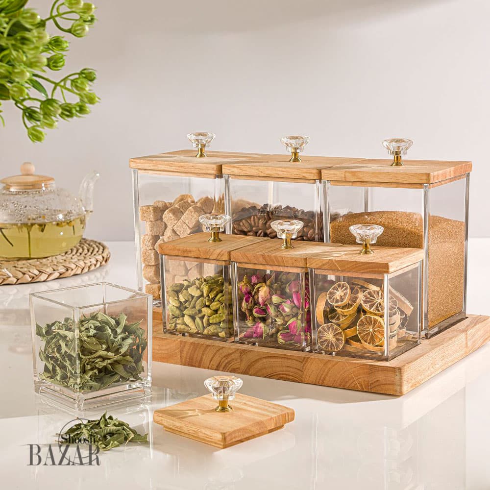 ست بانکه و ادویه کفه دار درب چوبی لیمون کد 2203 — تصویر ۱۲
