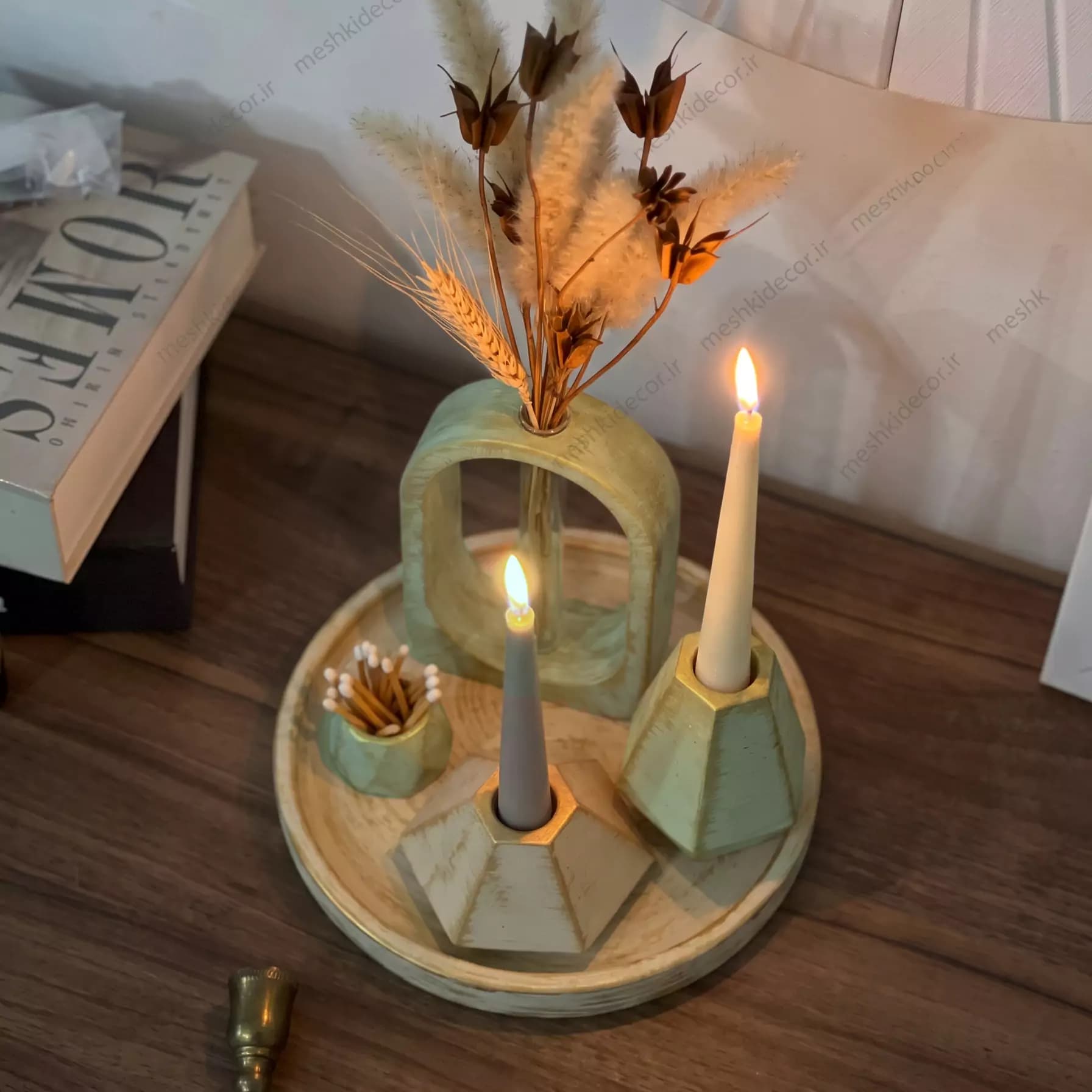 ست جاشمعی دکوراتیو مدل پتینه طلایی — تصویر ۳