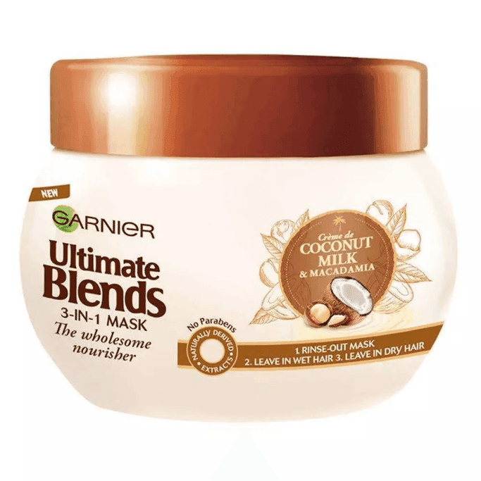 ماسک مو گارنیه سری Ultimate Blends حاوی شیرنارگیل و روغن ماکادامیا حجم 300 میل